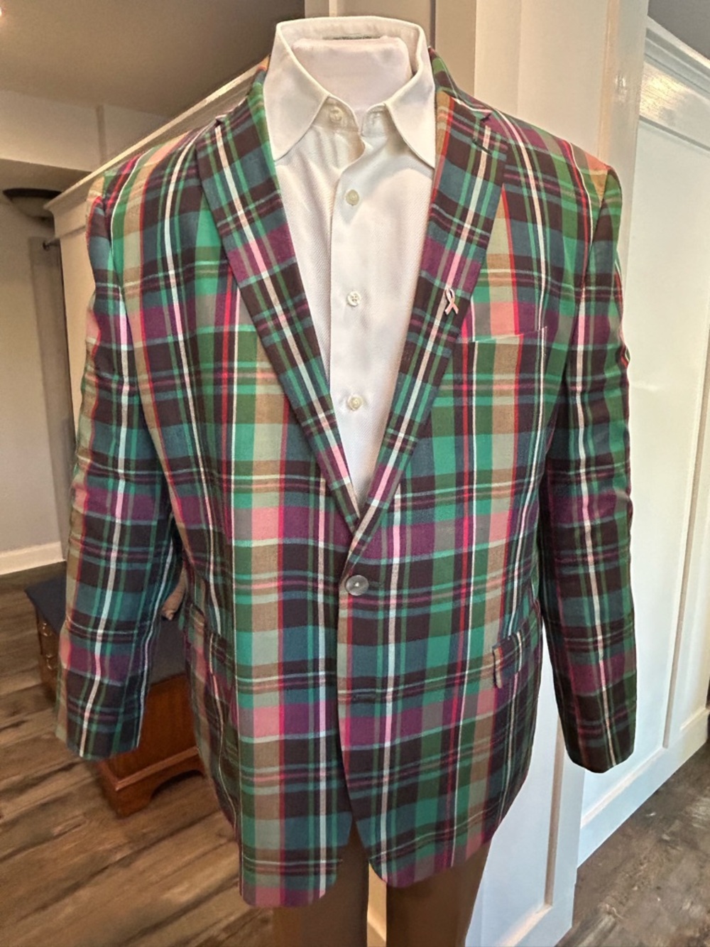 Lauren Ralph Lauren Teal & Pink Plaid Sport Coat